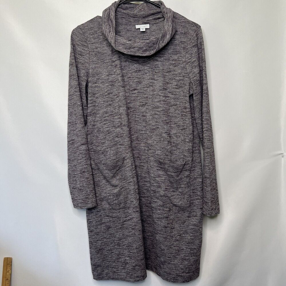 J Jill Pure Jill Dress Womens XS Purple Heather Knit Cowl Neck Pockets Longsleev